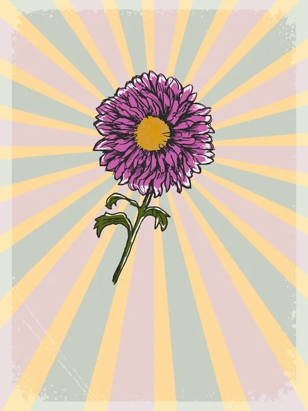 花の動機とビンテージ背景 — ストックベクタ