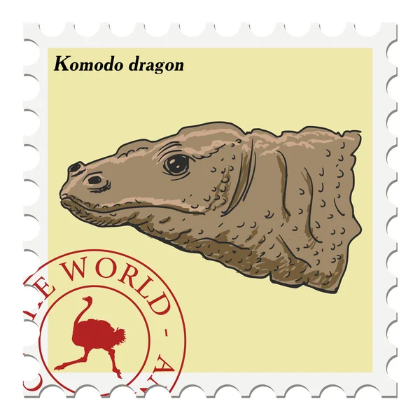 Σφραγίδα με Komodo δράκος — Διανυσματικό Αρχείο