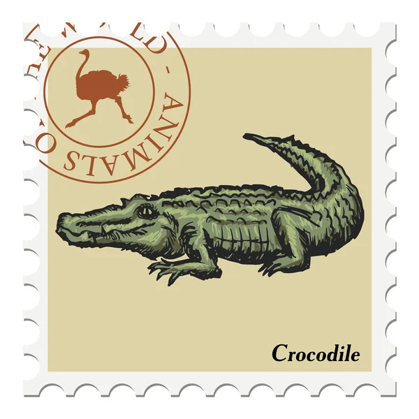 Stämpel med krokodil — Stock vektor