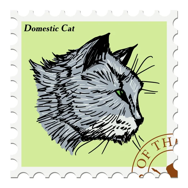 Stempel met kat — Stockvector