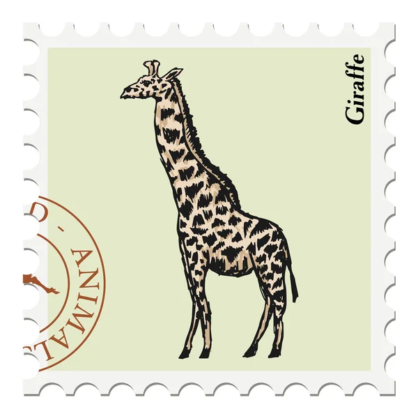 Timbre avec girafe — Image vectorielle