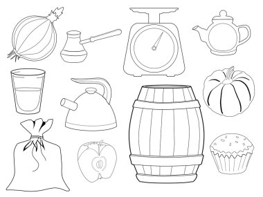 mutfak nesneleri ve gıdalar