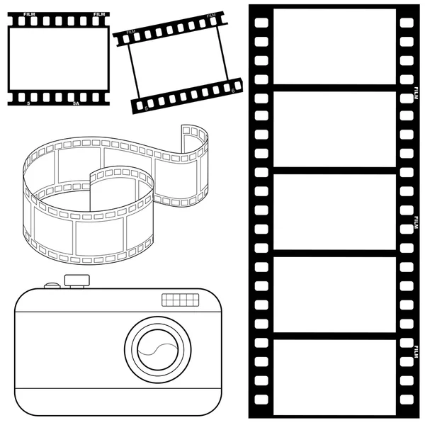 Jeu de bandes de film et appareil photo — Image vectorielle