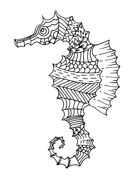 Kreslený, ručně kreslenou, vektorové ilustrace doodle seahorse — Stockový vektor