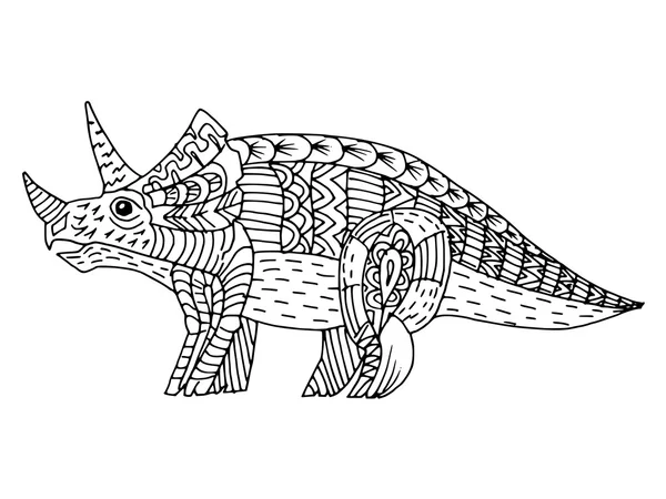 Cartone animato, disegnato a mano, doodle vettoriale illustrazione di dinosauro — Vettoriale Stock