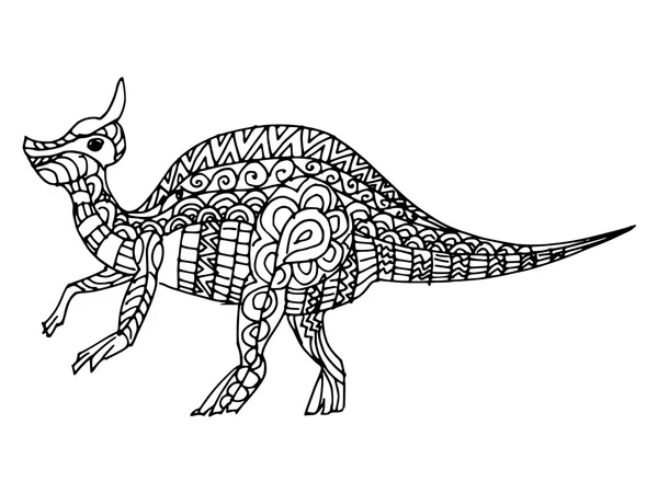Çizgi film, elle çizilmiş, dinozor vektör doodle çizim — Stok Vektör