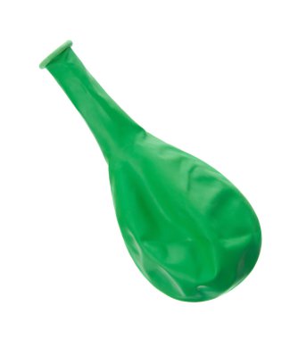 Beyaz arka plan üzerinde izole değil şişirilmiş yeşil hava balonu