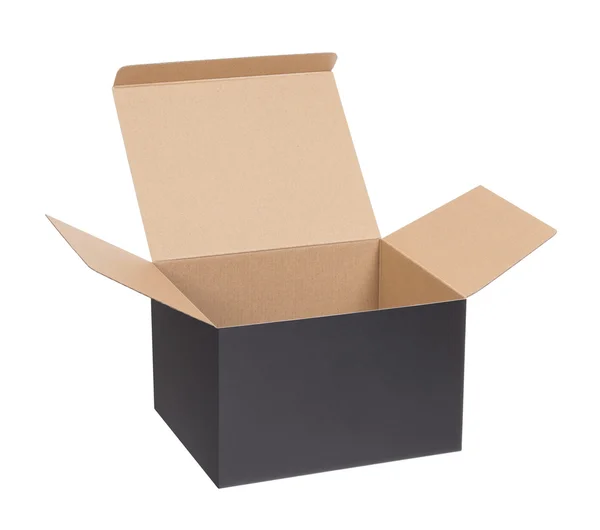 Caja de cartón negro — Foto de Stock