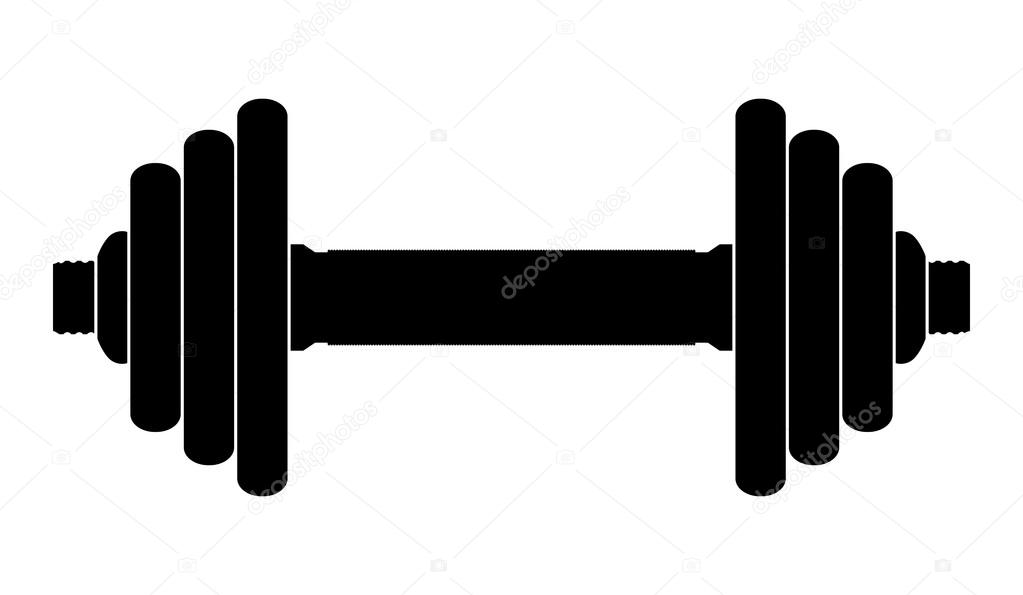 Vector silhouette of dumbbell on a white background