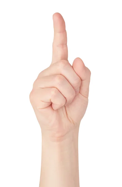 Idea or attention, gesture on a white background — Stock Photo, Image