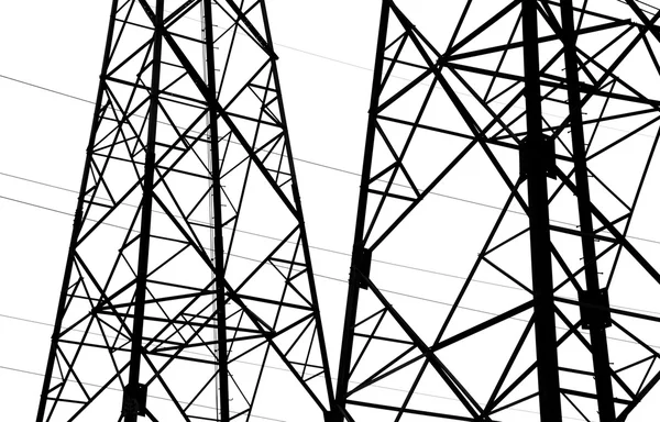 Fragment of the industrial metal framework, silhouette on a whit — Stock Photo, Image