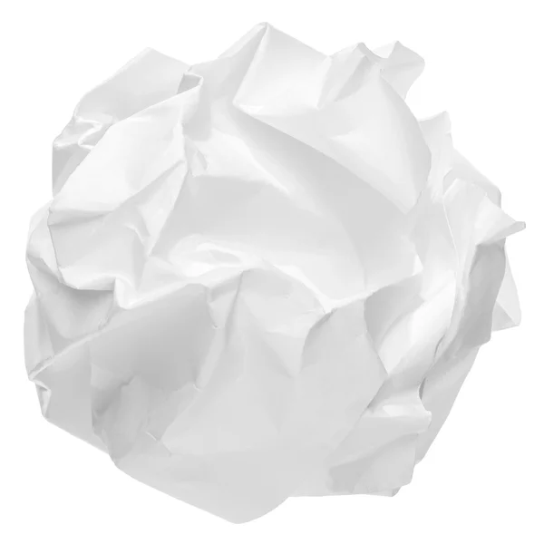Мятый бумажный шар на белом фоне — стоковое фото