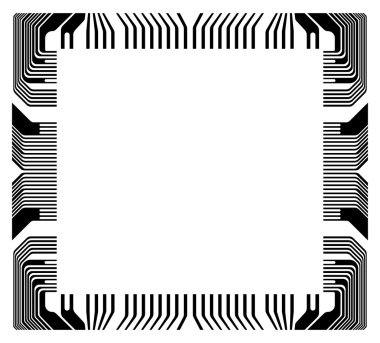 Beyaz bir arka plan üzerinde parça mikroçip vektör çerçeve