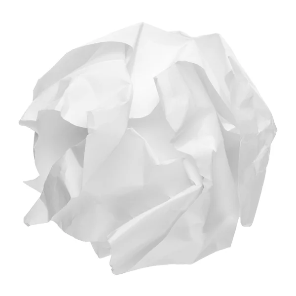 Boule de papier froissée isolée sur fond blanc — Photo