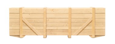 Beyaz bir arka plan üzerinde ahşap konteyner