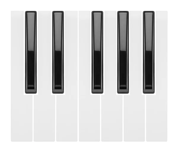 Frammento di tastiera di pianoforte isolato su sfondo bianco — Foto Stock