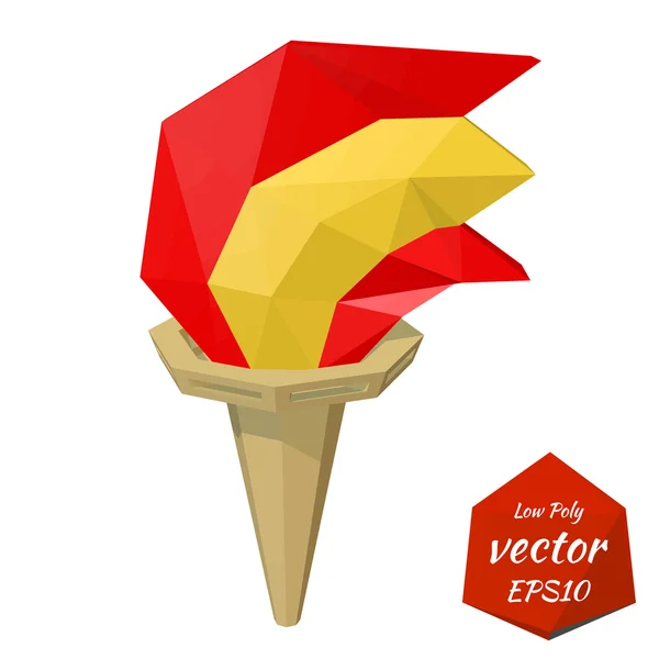 Antorcha de color sobre un fondo blanco. Bajo estilo poli. Vector illu — Archivo Imágenes Vectoriales