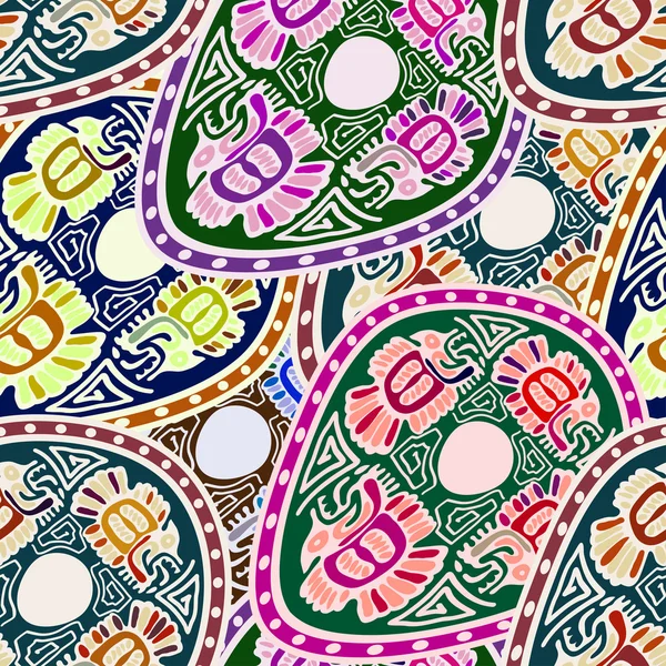 Aztèque sans couture avec du poisson. Motif national indien. Illusion vectorielle — Image vectorielle