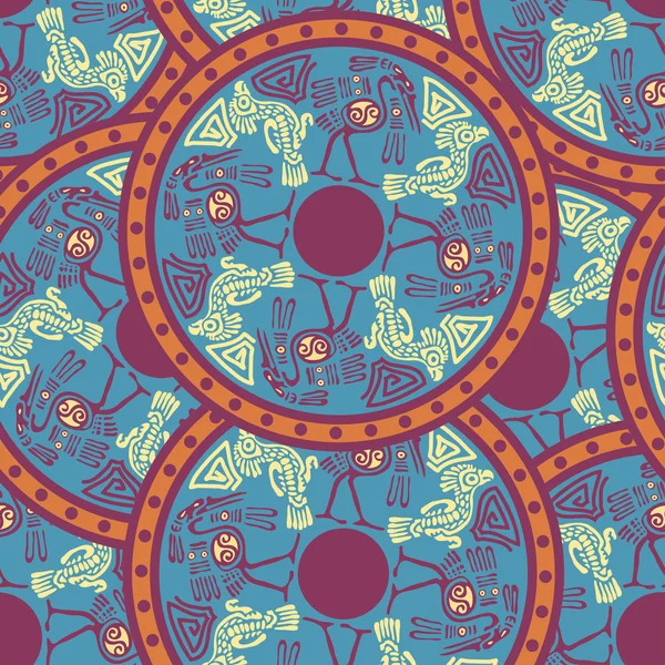 Modèle aztèque sans couture avec des hérons. Illustration vectorielle — Image vectorielle