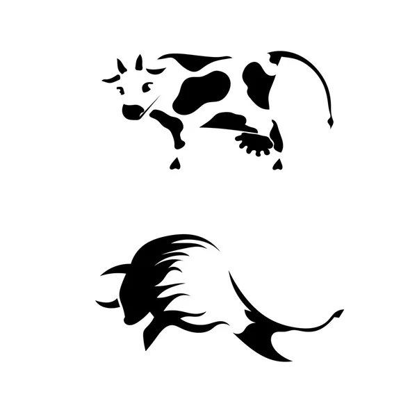 A set of sketches cow and bull isolated on white background. Vec Royalty Free Stock Illustrations
