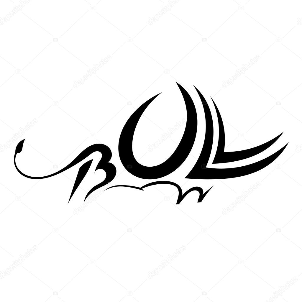 Sketch a bull in a simple style, isolated background. Logo, trademark farm. Vector illustration.