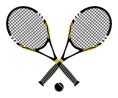 Tenis raket ve top. vektör çizim.