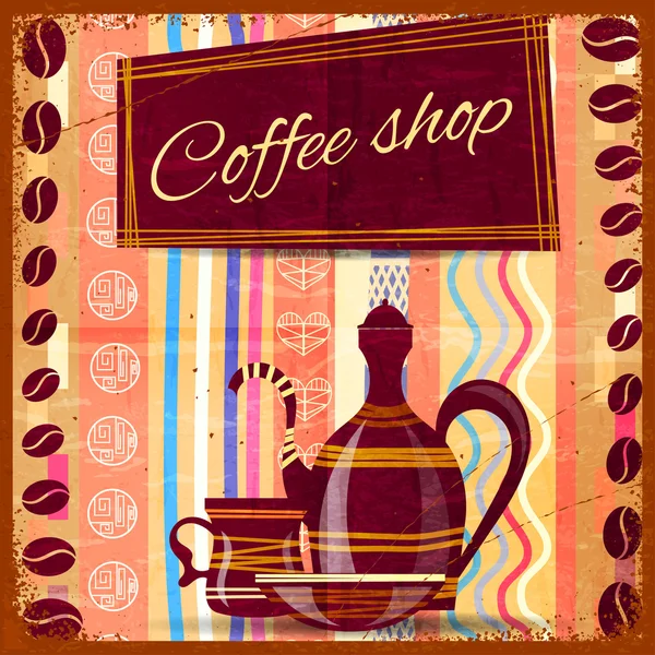 Letrero de la cafetería en estilo Vintage. Respaldo retro — Vector de stock