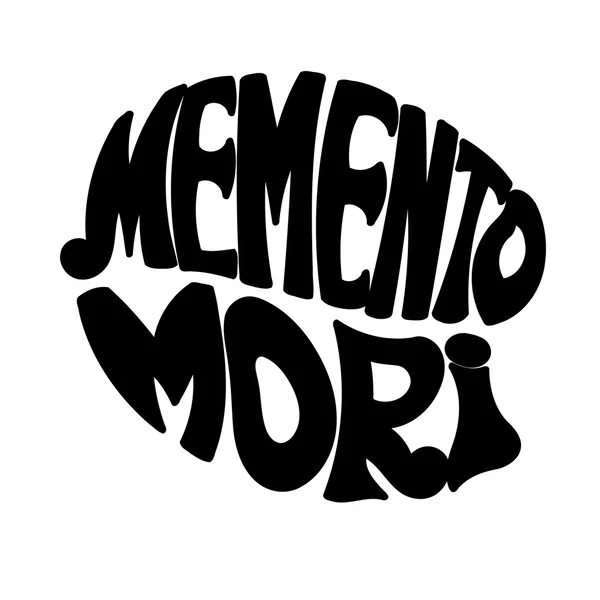 Memento Mori - etichetta di design realizzata a mano su sfondo bianco. De — Vettoriale Stock