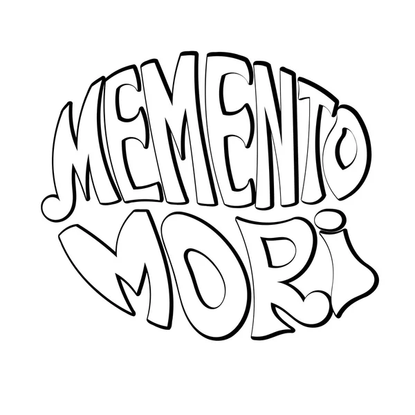 Memento Mori - etiqueta de desenhista feita à mão em um contexto branco. De —  Vetores de Stock