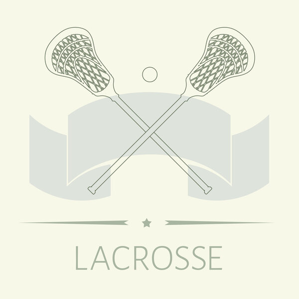 Скрещенная палка для лакросса и мяч на цветном фоне. Вектор
 