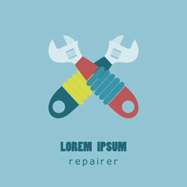 Logotipo de estilo plano para o reparador. Reparação. A loja de letreiros. V — Vetor de Stock