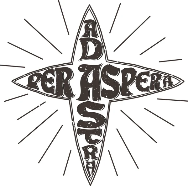 Römisches Sprichwort "per aspera ad astra". Schriftzug im Hintergrund — Stockvektor