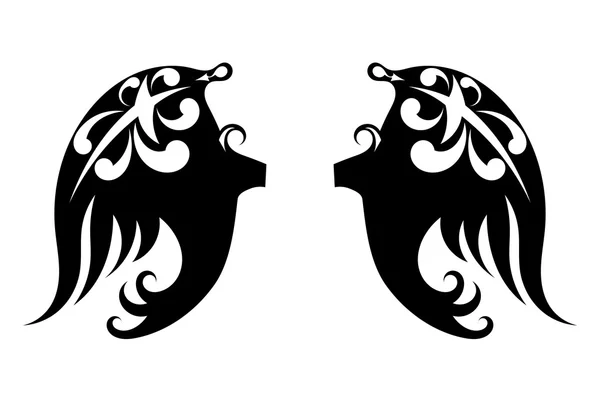 Μαύρη γραφικό σχέδιο Tribal τατουάζ φτερά — Διανυσματικό Αρχείο