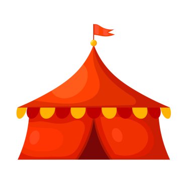 Çizgi film sirki çadırı. Düz stil. Vektör illüstrasyonu