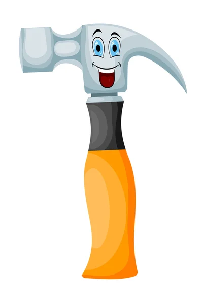 Desenhos animados de um martelo feliz em um fundo branco. Vector illustra — Vetor de Stock