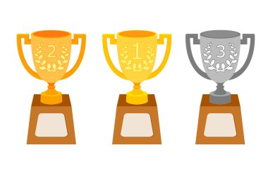 Kupası kazanan iki kulplu bir kaide üzerinde ayarlayın. Vektör Kupası isolat