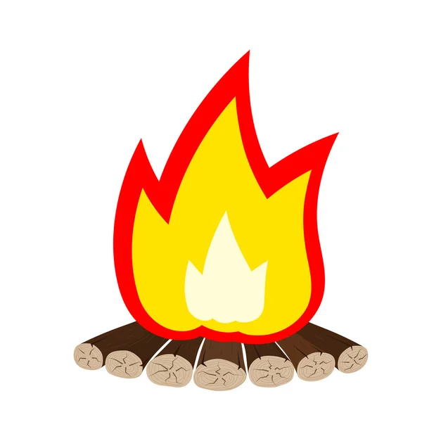 Emblema turístico - Ilustración Caricatura fuego no es blanco. Hoguera. — Vector de stock