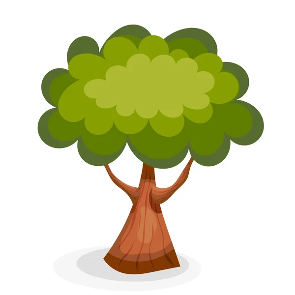 Πράσινο καλοκαιρινό δέντρο σε λευκό φόντο. Απομόνωση δέντρου κινουμένων σχεδίων. I — Διανυσματικό Αρχείο