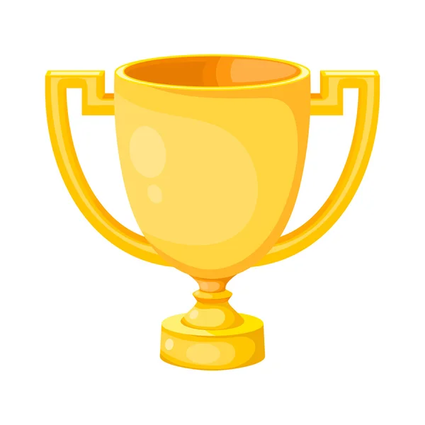 Câștigător simplu de cupă de aur plat cu două mânere pe un backgrou alb — Vector de stoc