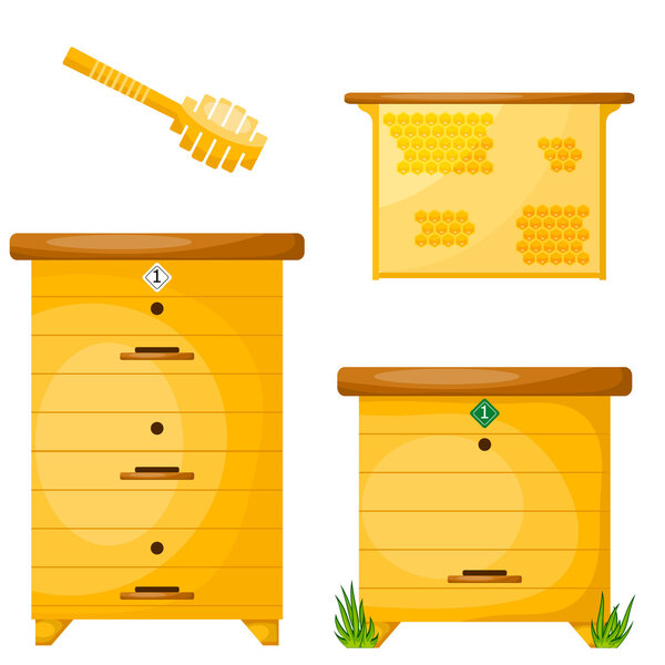 Set of objects for the production of honey. Items for the produc