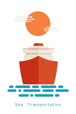 Dalgalar düz gemide. Bir arka plan günbatımı turistik gemide.