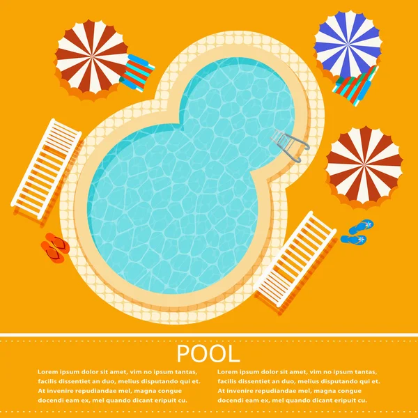 Gelber Hintergrund mit einem ovalen Schwimmbad. Illustrationspool — Stockvektor