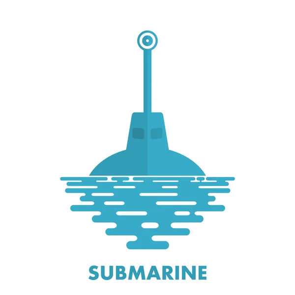 Sous-marin militaire périscope avec de l'eau de mer sur un fond blanc — Image vectorielle