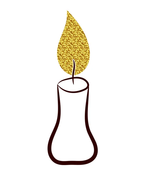 Lampe graphique noire flamme dorée sur fond blanc. Illustra — Image vectorielle