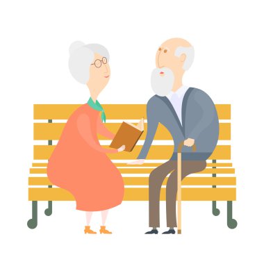 Yaşlı adam ve banktaki yaşlı kadın. Yaşlı kadın yaşlı adam r