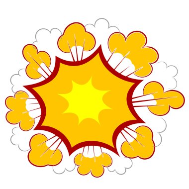 Renkli karikatür patlama. Beyaz bir backgrou çizgi film patlaması