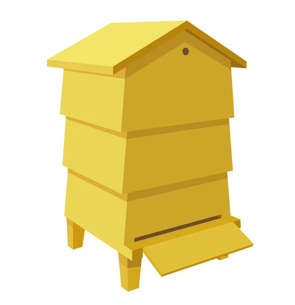 Wooden Beehive on a white background. Traditional  beehive. Cart — ストックベクタ