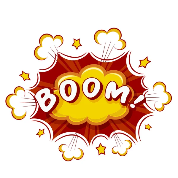 Colored Cartoon explosion BOOM! Cartoon explosion on a white bac — Stock Vector