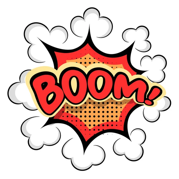 Renkli karikatür patlama Boom! Beyaz bir bac açılımına çizgi film