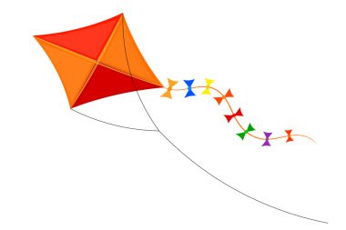 Beyaz bir arka plan üzerinde Vektör Karikatür uçurtma. Renk illüstrasyon